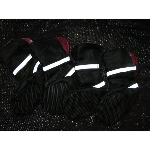 Top Paw Black Reflective Nylon Dog Booties All Weather waterproof fleece lined L - Picture 2 of 5